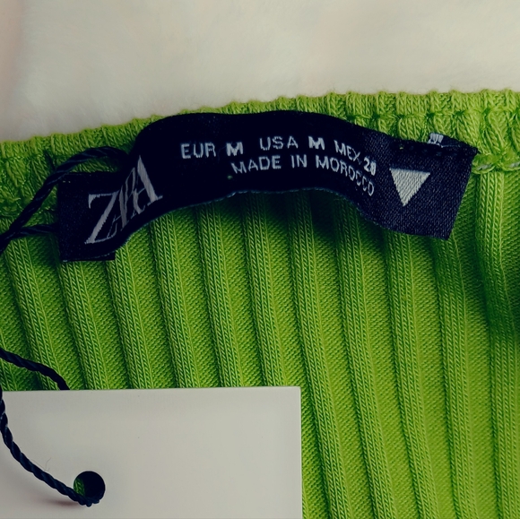 ZARA Green Ribbed Cutout Bodysuit | Criss-Cross Waist | Size M | NWT - Picture 4 of 16